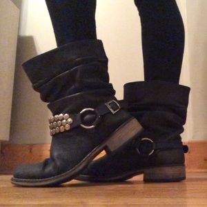 Steve Madden P- Coinz Leather Moto Boots Size 8